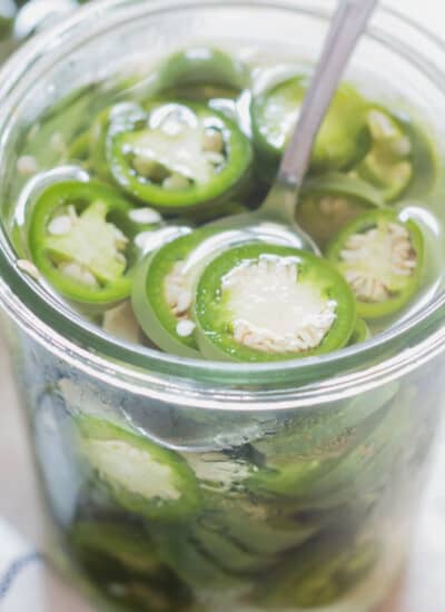 close up view of pickle jalapeno