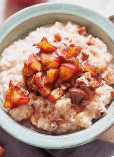 a bowl of cinnamon apple oatmeal