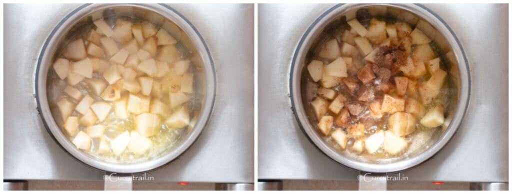 cooking oatmeal in saucepan