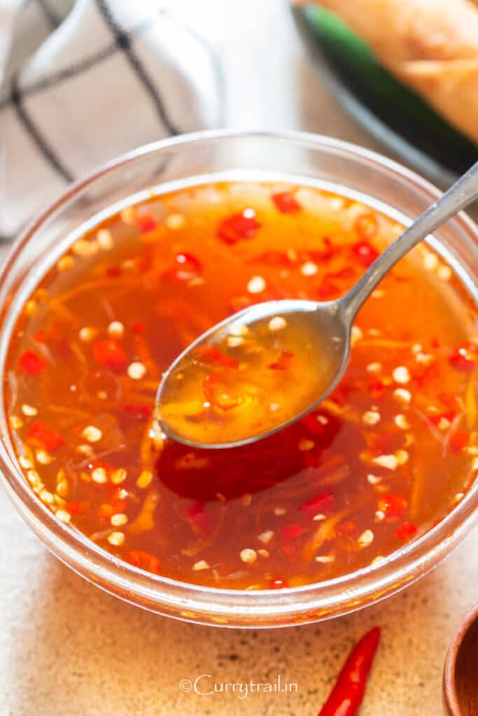 Vietnamese dipping sauce in a bowl.