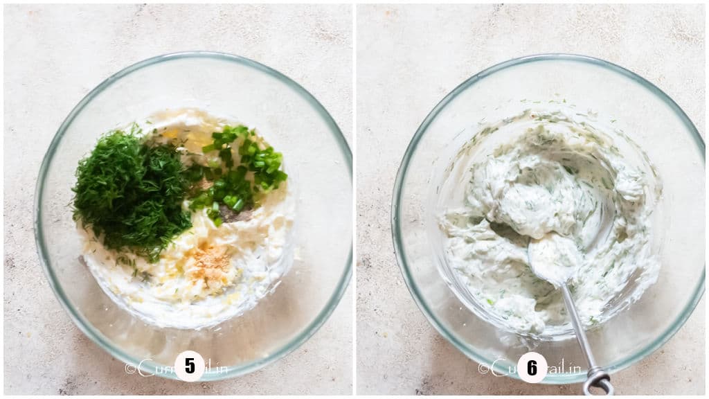 picture collage of making cream cheese filling.