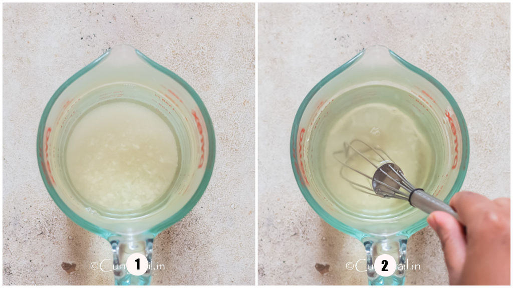 picture collage of making pickling liquid in a glass jar.