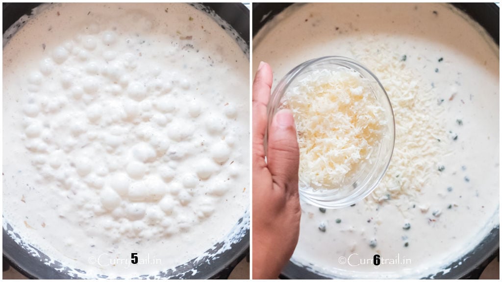 Picture collage of making creamy lemon sauce for pasta.