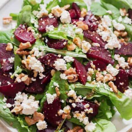 beet salad with arugula and walnuts.