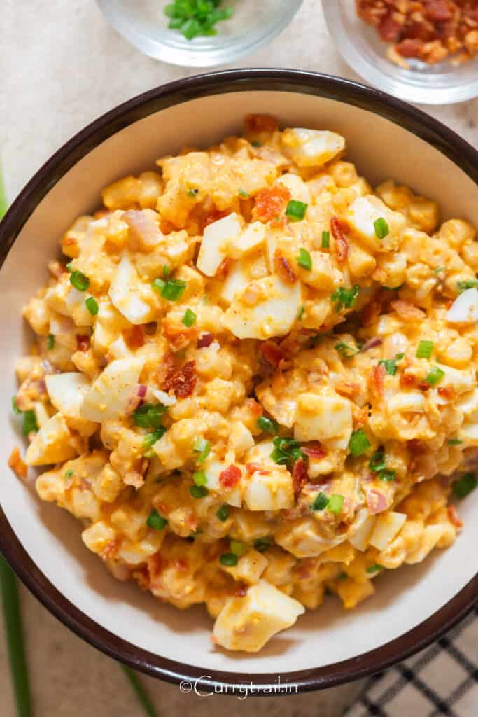 pasta salad with deviled eggs filling.