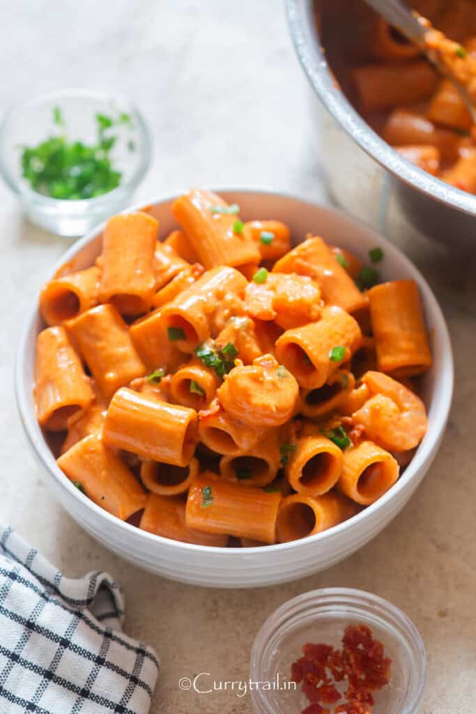 pasta in creamy gochujang sauce.