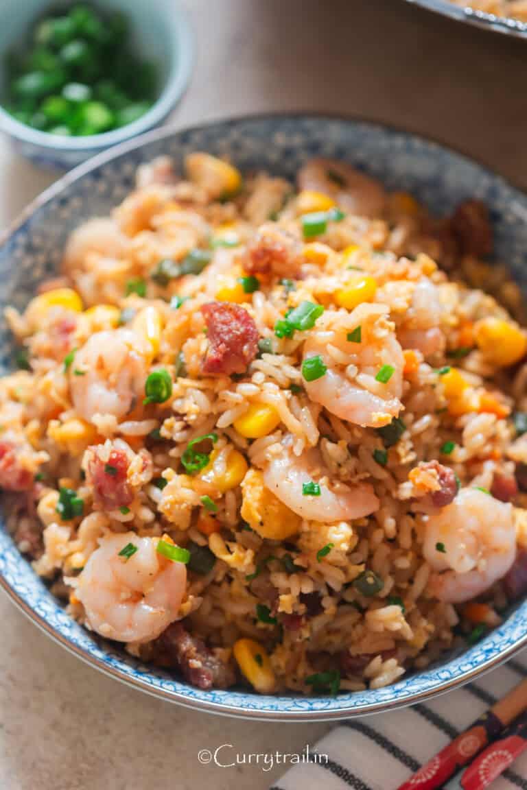Vietnamese Fried Rice with Chinese Sausage and Shrimp - Curry Trail