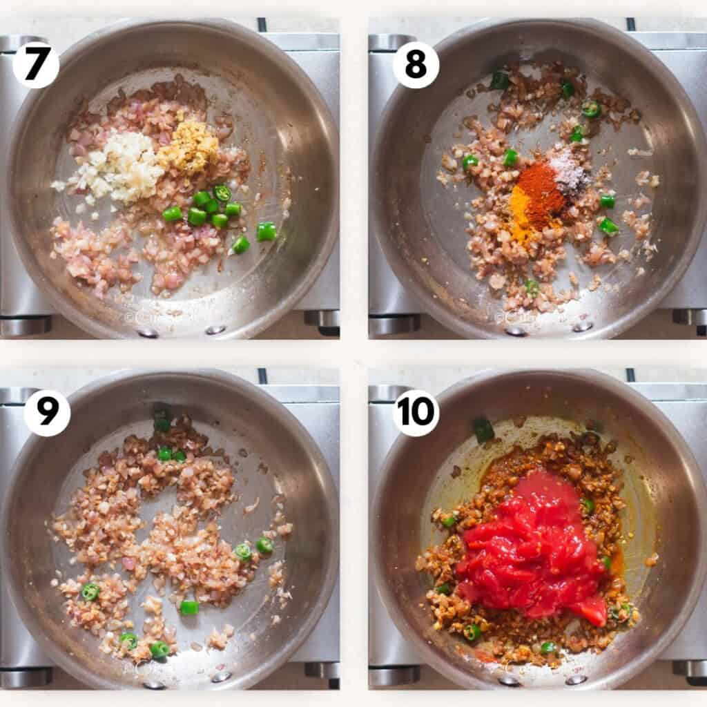 onion tomato base for the curry.