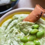 edamame hummus with crackers.
