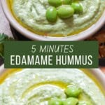 edamame hummus with crackers.