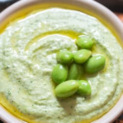 green hummus made with edamame.