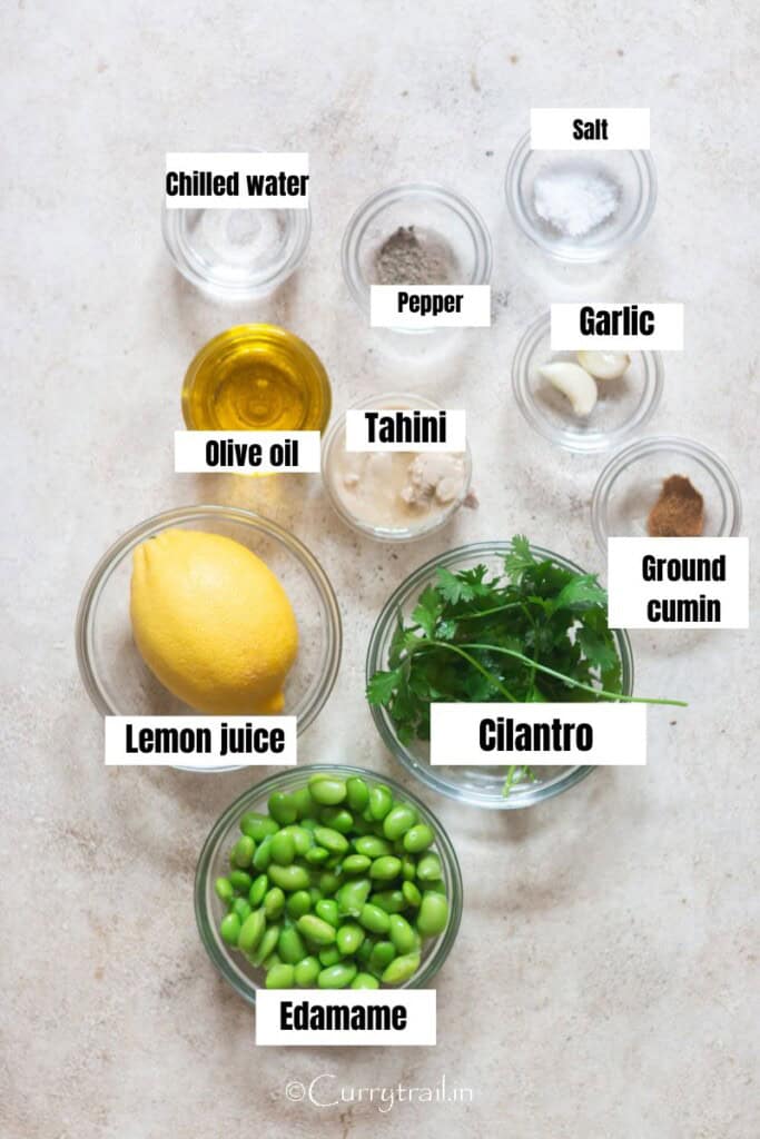 all ingredients for edamame hummus.
