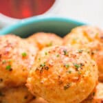 cheddar drop biscuits in a bowl.
