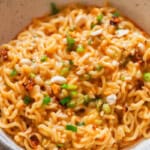 ramen noodles in sauce made of peanut butter.