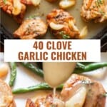 40 clove garlic chicken with luscious sauce smothered over it.