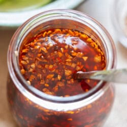 chili oil crisp in a jar.