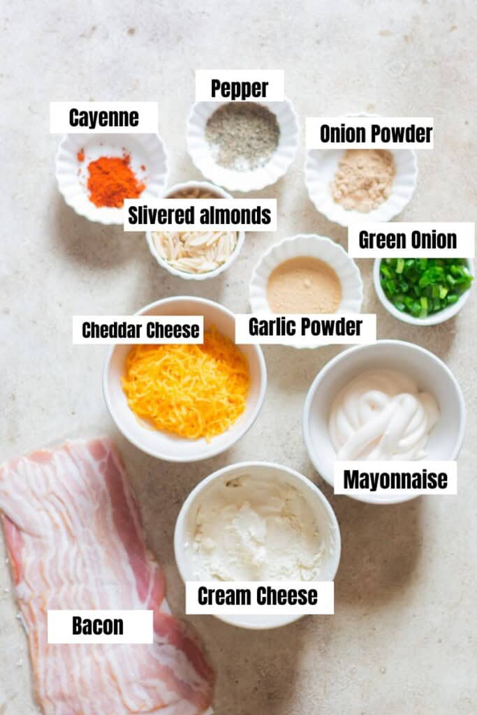 all ingredients for million dollar dip on a table.