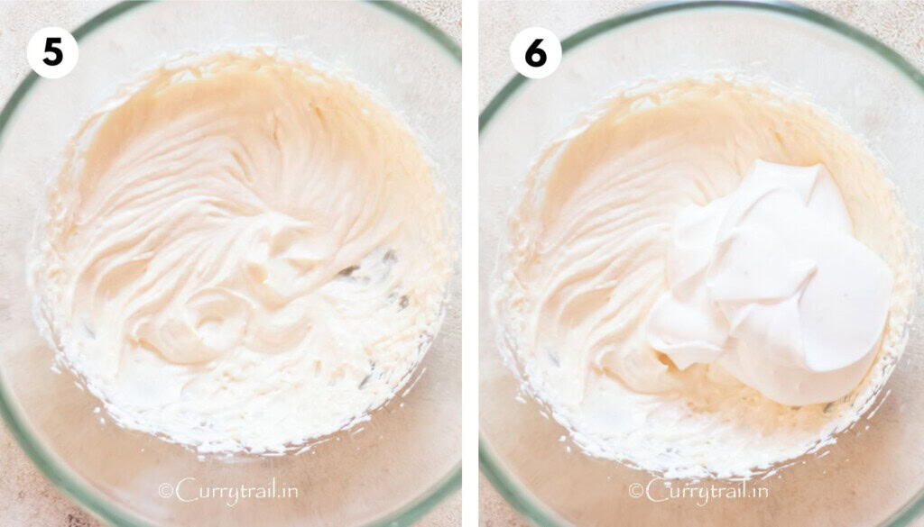 folding cream cheese mix and fluffy whipped cream.