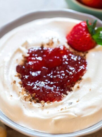 cheesecake dip in a bowl.