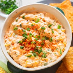 Mexican style creamy dip made of roasted corn.