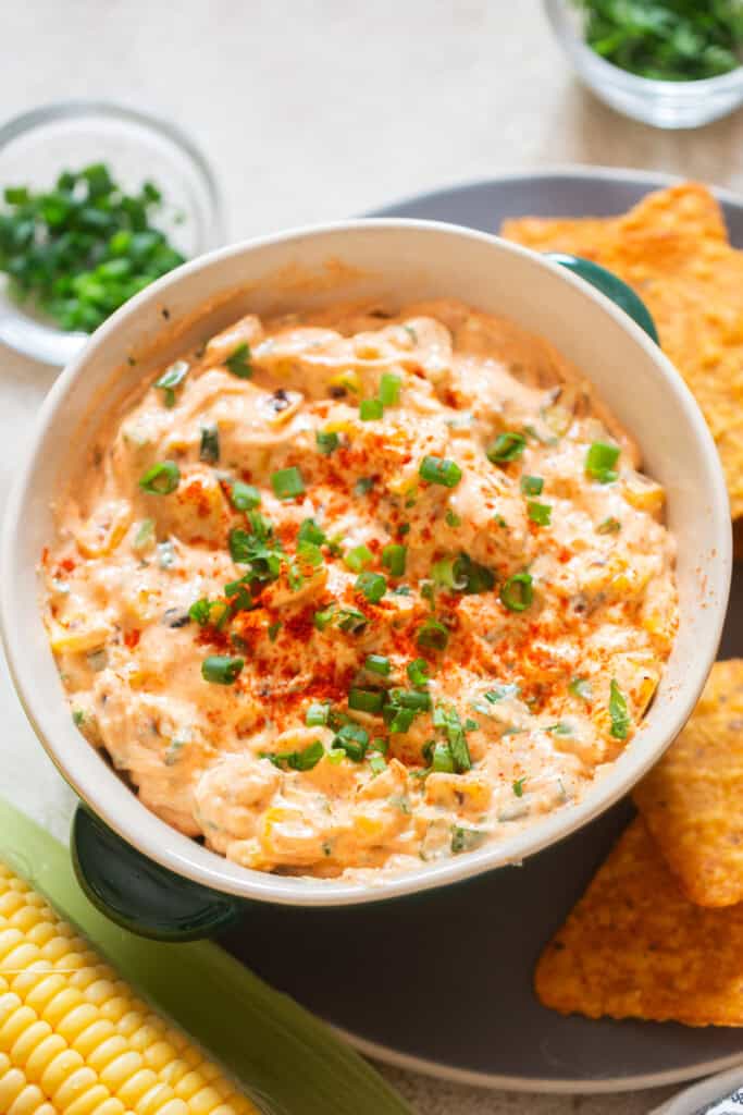 Mexican style creamy dip made of roasted corn.