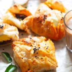 puff pastry stuffed with onion and egg.